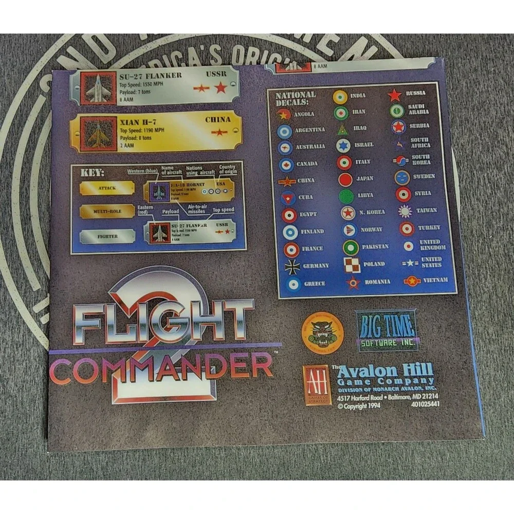 Vintage Flight Commander 2 PC Software Game Includes disks & Original Papers!